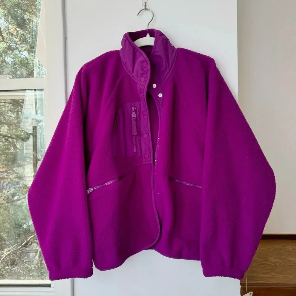 New Free People Hit The Slopes Fleece Jacket in Purple